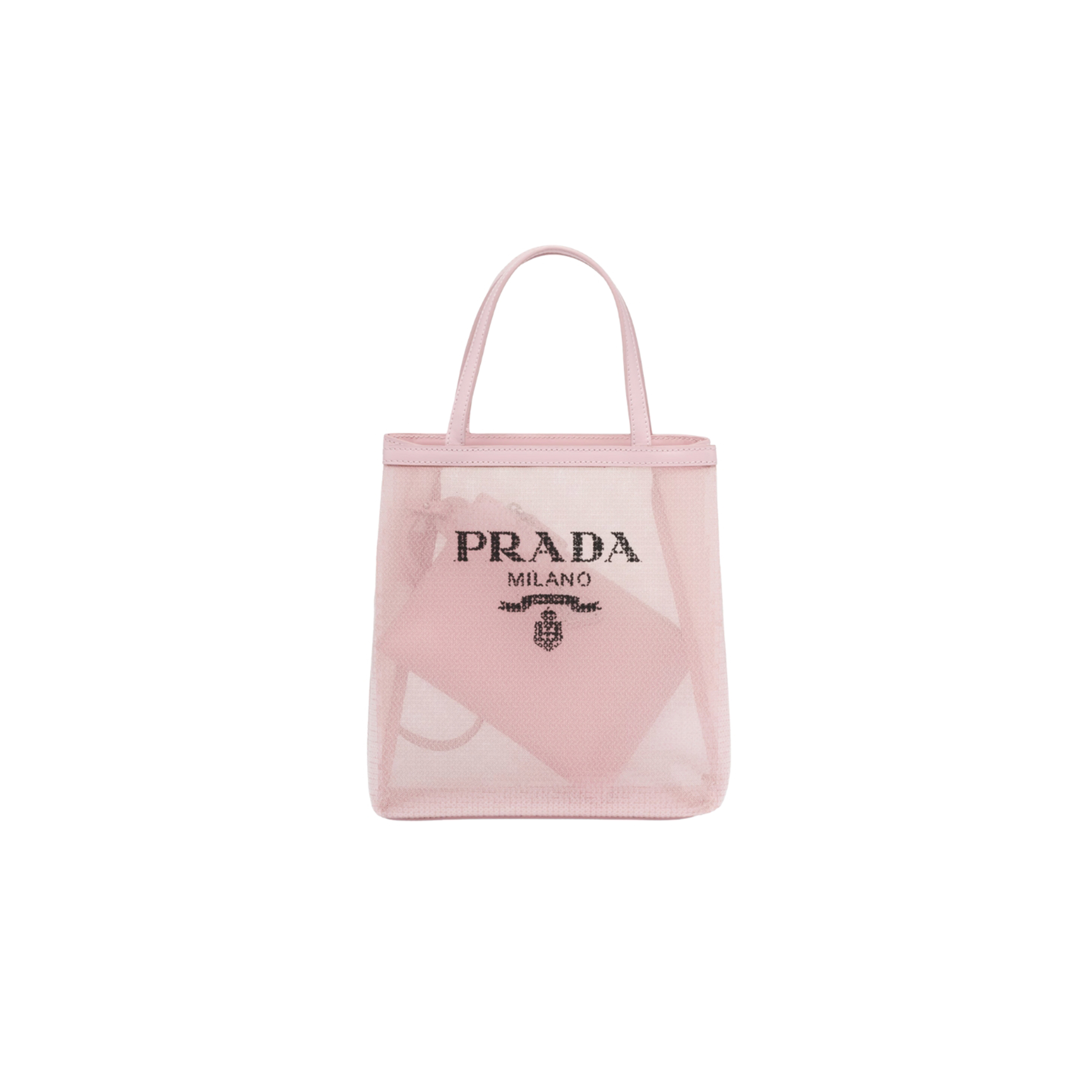 PRADA SMALL SEQUINED MESH TOTE BAG IN ALABASTER PINK 1BG417 (22*20*8cm) 